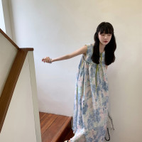 洋裝女2023夏季新款甜美減齡氣質薄款碎花裙法式初戀長版背心裙