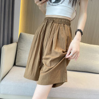 冰絲棉麻短褲女夏季薄款外穿高腰顯瘦寬鬆五分褲闊腿休閒亞麻五分褲