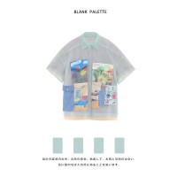 Blank palette|趣味手繪別致設計感上衣夏薄款短袖襯衫港風女夏