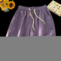 紫色短褲女2023新款夏季薄款五分褲子寬鬆休閒速乾運動5五分褲大尺碼