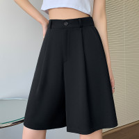 西裝短褲女2023夏季新款寬鬆大尺碼胖mm休閒褲高腰闊腿五分褲五分褲子