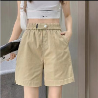 彈力棉五分褲女短褲2023夏季新高腰寬鬆直筒顯瘦休閒A字闊腿褲子