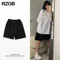 簡約純色運動短褲女夏季美式嘻哈小個子寬鬆五分褲國潮牌高腰五分褲