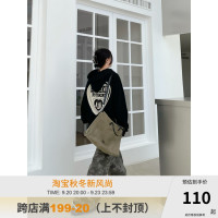ZHL STUDIO美式復古愛心字母印花連帽運動衫女街頭潮流寬鬆情侶上衣