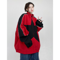 姝姬 小眾拼色星星logo衝鋒衣外套ins男女寬鬆設計感夾克薄款外套