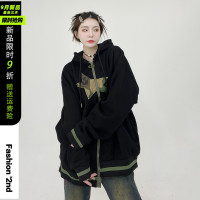 姝姬hiphop嘻哈美式不對稱拉鍊炸街高級感開衫厚棉T女ins潮牌外套