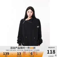 ZHL Studio 美式半拉鍊衛衣女春秋款寬鬆休閒潮牌設計感小眾外套