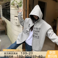 橘子樹在哪兒重磅韓風刺繡字母連帽運動衫外套女春秋季寬鬆百搭帽衫
