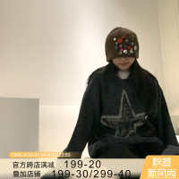 橘子樹在哪兒美式做舊五角星連帽運動衫女春秋寬鬆復古軟糯帽衫上衣