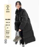 【現貨】 黑色白鴨絨中長版羽絨服女冬季2022新款保暖外套