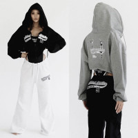 韓國badblood衛衣女短款美式運動辣妹高腰外套連帽休閒刺繡上衣潮