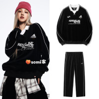 【送小卡】somi家 韓國grooverhyme學院風絲絨衛衣套裝宋雨琦同款
