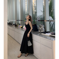 MULVAN白色針織吊帶洋裝女2023新款高級感氣質收腰無袖背心長裙