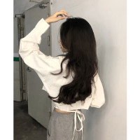 白色短款防曬襯衫女韓版POLO領寬鬆小個子甜辣獨特別致上衣外套春