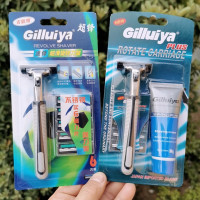 品牌双层剃须刀片 老式手动刮胡刀 1刀架6刀头3刀头带剃须膏批发