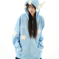 Amoeba原創甜酷可愛星星翅膀連帽運動衫拉鍊開衫秋季情侶設計感外套