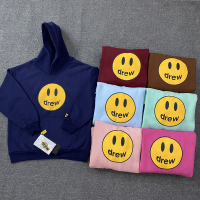 drew笑臉連帽運動衫女2023秋冬美式潮牌高街寬鬆加絨情侶連帽衫外套