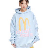 美式街頭字母印花厚棉T外套女秋季高街寬鬆休閒百搭情侶套頭連帽衫