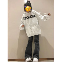 oversize加絨衛衣女設計感小眾高街潮牌ins春秋冬小個子加厚外套