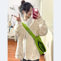 奶fufu的小個子開衫拉鍊衛衣女寬鬆慵懶風春秋薄款設計感連帽外套