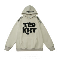 Nuneon美式高街小眾刺繡字母oversize寬鬆長袖連帽加絨衛衣女情侶