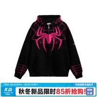 Konggeins國潮牌2023炸街蜘蛛人連帽運動衫大尺碼情侶寬鬆開衫外套秋
