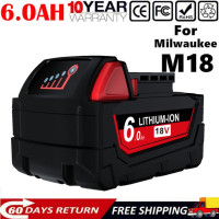 Аккумулятор BOTTOOL для Milwaukee 18V M18 XC, 6,0 Ач, литий-ионный 48-11-1860 48-11-1850