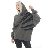 BANDITK GANGN惡魔之爪灰色連帽運動衫女國潮ins美式高街原創設計感