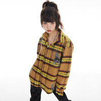 BANDITK GANGN復古美式襯衫外套女春秋長袖寬鬆新款亮片翻領上衣