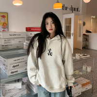 橘子樹在哪兒休閒簡約連帽運動衫女春秋韓系bf寬鬆遮屁股百搭連帽衫