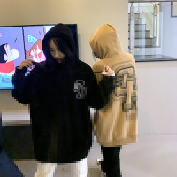 橘子樹在哪兒銀狐絨oversais連帽運動衫春秋寬鬆情侶中長版國潮帽衫