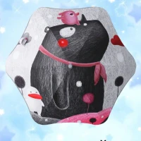 Зонт  черный бобрик, белый фон