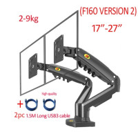 Держатель для двух мониторов NB F160, поворотный на 360 градусов, с газовой пружиной 17-27/30 дюймов, кронштейн для монитора 2-9 кг, порт USB 3,0