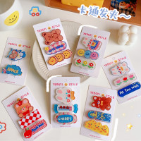 原创卡通小熊发夹边夹亚克力头饰刘海夹发卡可爱鸭嘴夹一字夹批发