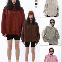 ICH MODE質感簡約重磅字母寬鬆春秋上衣美式百搭休閒連帽潮流衛衣