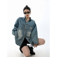 ICH MODE潑墨水洗小眾美式工裝外套高級質感潮流設計街頭牛仔襯衫