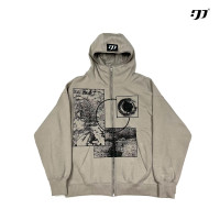 [i4p STUDIO] 重磅淺灰忍者蒙面金屬拉鍊連帽運動衫外套男350gDp