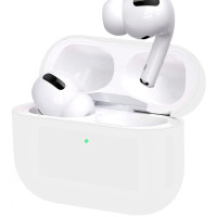 Силиконовый чехол (футляр) для наушников Apple AirPods Pro/ кейс на аирподс про, цвет белый