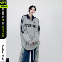 姝姬潮流復古運動系列球服polo衫2023新款寬鬆刺繡字母長袖男女潮