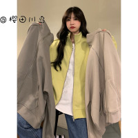 櫻田川島秋季新款立領拉鍊寬鬆休閒厚棉女開衫設計感外套夾克上衣