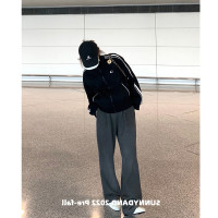 美式運動刺繡衛衣女秋冬新款慵懶風寬鬆百搭休閒拉鍊短款外套上衣