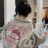 正肩美式polo領衛衣女2023新款爆款春秋小個子半拉鍊山東即墨外套