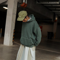 搬家清倉三叔 日系oversize衛衣做舊水洗染色寬鬆連帽衫棉復古綠