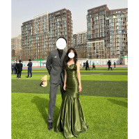 成人禮禮服女高中生迪士尼在逃公主宴會輕奢訂婚晚禮服綠色洋裝