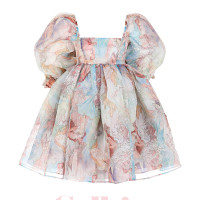 Selkie慕夏美人印花2022新款洋裝氣質名媛風法式碎花經典泡芙裙