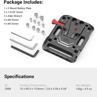 SmallRig V Mount аккумуляторная пластина V-Lock Mount Battery Plate с двойным 15-миллиметровым стержневым зажимом для камеры Power Supply Battery Plates -3016