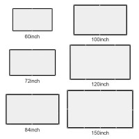 ["Экран проектора Портативный 16:9 Простая занавеска для проектора для дома 60, 72, 84, 100, 120, 150 дюймов, светоотражающая ткань, аксессуары для спальни"]