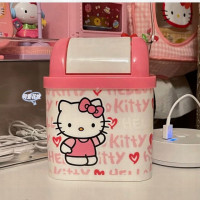 Кавайная корзина для мусора Sanrio, Настольная мини-корзина с рисунком Hello Kitty для офиса, гостиной, дома, корзина для хранения, украшение для стола в виде сердца для девушек