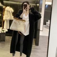 Leathercat毛衣外套女早秋新款韓系慵懶風寬鬆中長版針織開衫上衣