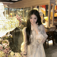 網紅重工新中式國風旗袍襯衫女設計感小眾春裝新款洋派小衫上衣潮